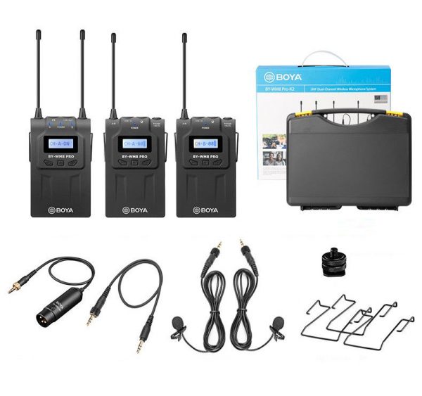 MICRO THU ÂM WIRELESS UHF BOYA BY-WM8 PRO-K2 (BỘ THU 2 MICRO)