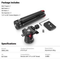 SmallRig Tabletop Mini Tripod with Panoramic Ball Head - BUT2664