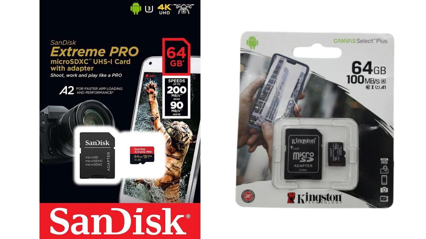 Thẻ nhớ MicroSDXC Extreme Pro 64GB dòng MicroSDXC thương hiệu SanDisk vượt trội so với thẻ nhớ Micro SD Kingston 64GB Class 10
