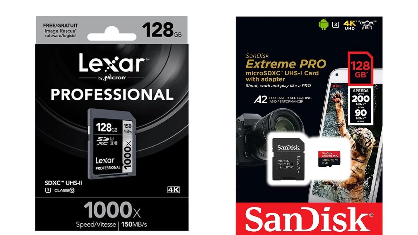 Thẻ nhớ SD Lexar Professional vs thẻ nhớ MicroSDXC SanDisk Extreme Pro
