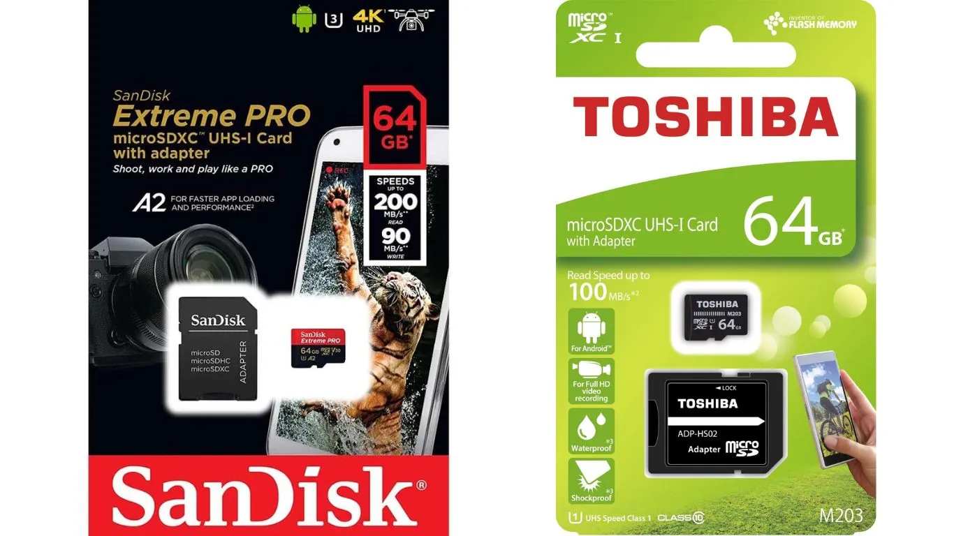 Thẻ nhớ SanDisk Extreme Pro 64GB MicroSDXC vượt trội so với dòng thẻ nhớ cùng loại của Toshiba