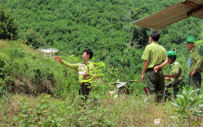 Kiểm lâm tỉnh Lâm Đồng dùng flycam bảo vệ rừng (nguồn: vtv.vn)