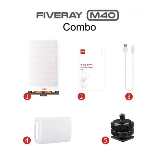 Zhiyun FIVERAY M40 Powerful 40W Pocket LED Light (Combo)