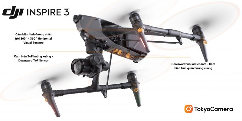 Review DJI Inspire 3 drone trang bị 9 cảm biến, tạo ra vùng cảm biến cảnh báo xung quanh máy bay