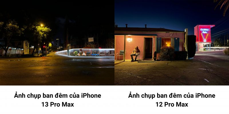 Camera iPhone 13 Pro Max vs iPhone 12 Pro Max - ảnh chụp ban đêm