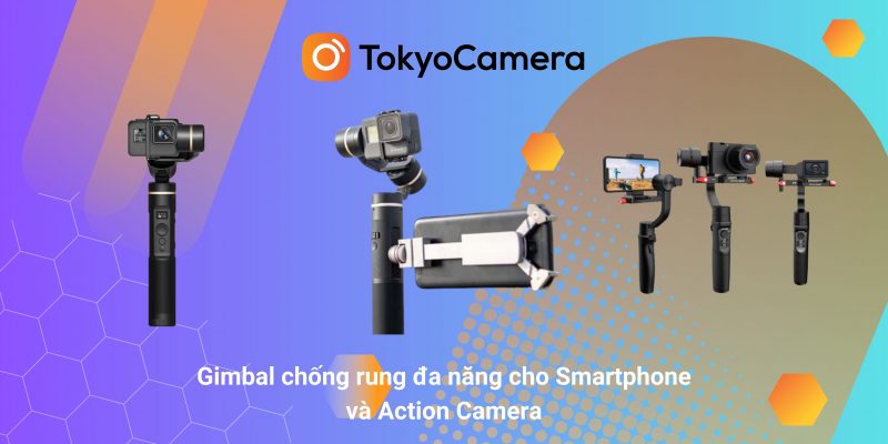 Gimbal đa năng chổng rung cho smartphone có thể sử dụng bộ chuyển đổi tương thích với các dòng Action Camera (GoPro, Osmo Action, Insta360,vv).