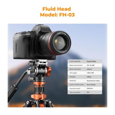 K&F Concept K234A7 FH-03 Fluid Head KF09.136