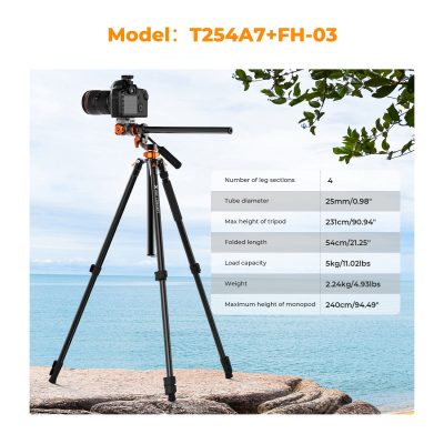K&F Concept T254A7 with FH-03 Fluid Head KF09.137