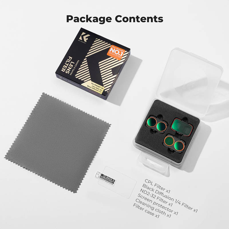 K&F Filter Set CPL + Black Diffusion 1/4 + ND2-32 Cho DJI Pocket 4P KF0103.9902.0120 - Ảnh 3